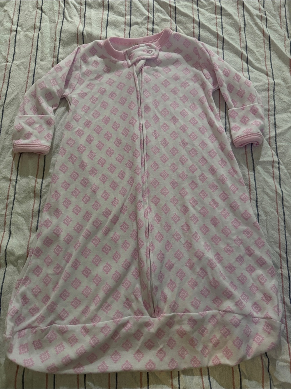 Hudson Baby Pink Diamond-Print Sleep Sack with Front Zipper